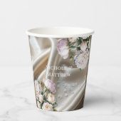White Satin with Roses and Peony Wedding 紙コップ (正面)