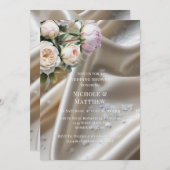 White Satin with Roses and Peony Wedding Shower 招待状 (正面/裏面)