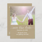 WHITE SAVE THE DATE 素朴 Photo'結婚sはがき 案内ポストカード (正面/裏面)