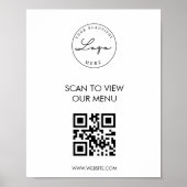 White Scan Me QRコード価格表メニューポスター ポスター (正面)
