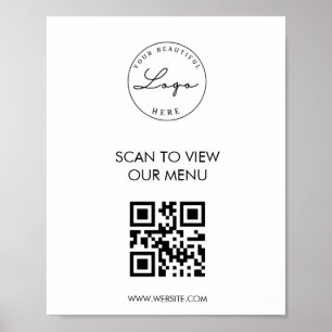 White Scan Me QRコード価格表メニューポスター ポスター