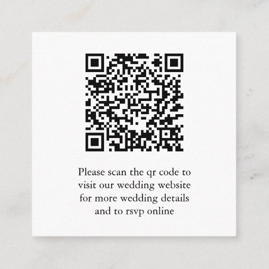 White Scannable QR Code Wedding Enclosure Card エンクロージャーカード (裏面)