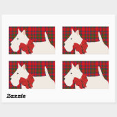 White Scottish Terrier Tartan  長方形シール (シート)