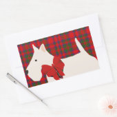 White Scottish Terrier Tartan  長方形シール (封筒)