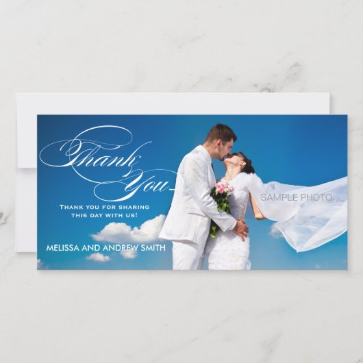 WHITE SCRIPT 結婚's THANK YOU PHOTO CARD サンキューカード (正面)
