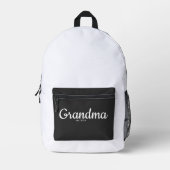 White Script Established Grandma プリントバックパック (正面)