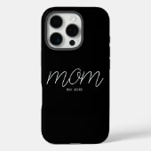 White Script Established Mom Black Case-Mate iPhoneケース (裏面)