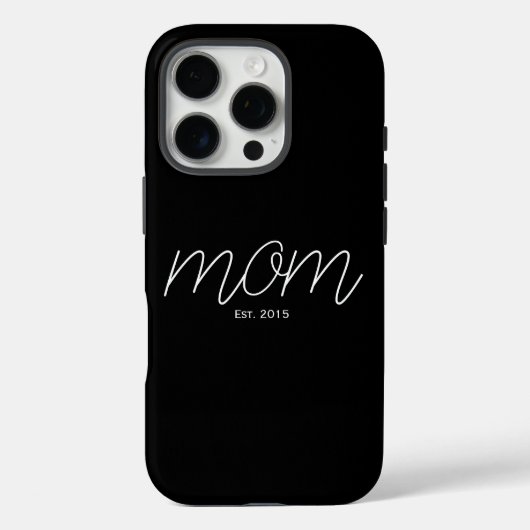 White Script Established Mom Black Case-Mate iPhoneケース (裏面)