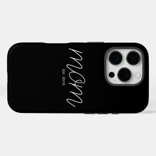 White Script Established Mom Black Case-Mate iPhoneケース (裏面 (横))