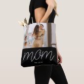 White Script Established Mom Black Customizable  トートバッグ (クローズアップ)