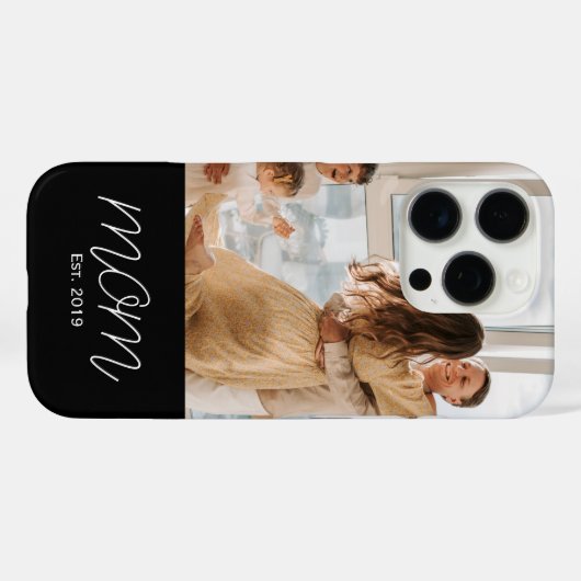 White Script Established Mom Black Customizable  Case-Mate iPhoneケース (裏面 (横))