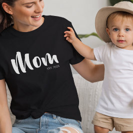 White Script Established Mom Black T-Shirt Tシャツ
