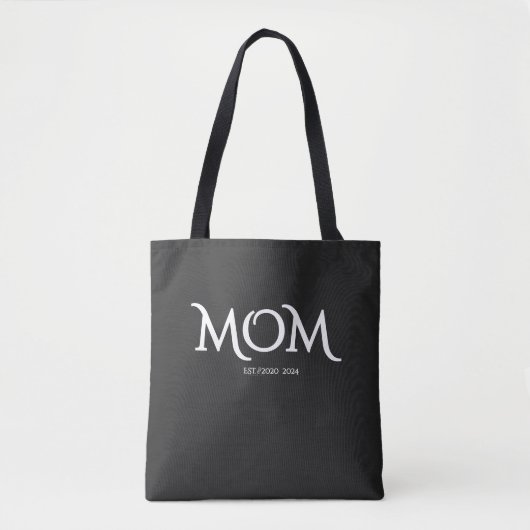 White Script Established Mom Mother's Day  トートバッグ (正面)