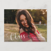 White Script GRADUATE Photo Thank You ポストカード (正面)