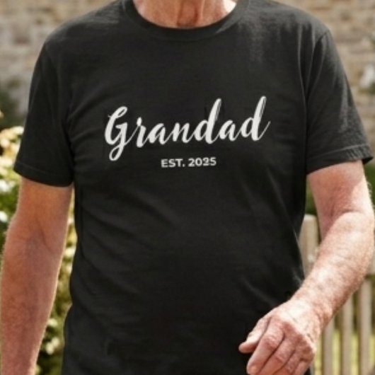 White Script Grandad Established  Tシャツ