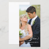 WHITE SCRIPT OVERLAY'結婚THANK YOU PHOTO CARD サンキューカード (正面/裏面)