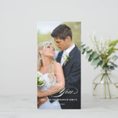 WHITE SCRIPT OVERLAY'結婚THANK YOU PHOTO CARD サンキューカード (スタンド正面)