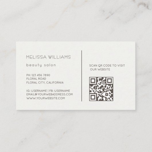 White Sculptural 3D Flowers 名刺 (裏面)