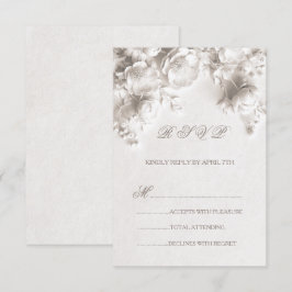 White Sculptural Flowers Wild Roses 出欠カード