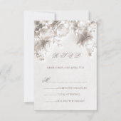 White Sculptural Flowers Wild Roses 出欠カード (正面)