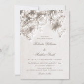 White Sculptured Flowers 3D Roses Wedding 招待状 (正面)