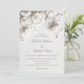 White Sculptured Flowers 3D Roses Wedding Invitati 招待状 (スタンド正面)