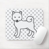 White Shiba Inu Cartoon Dog & Paws マウスパッド (マウス)