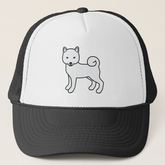 White Shiba Inu Cute Cartoon Dog Illustration キャップ (正面)