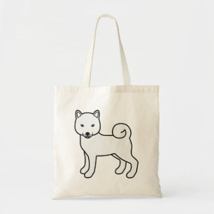White Shiba Inu Cute Cartoon Dog Illustration トートバッグ