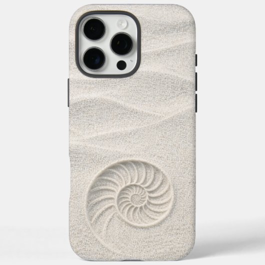 White Shimmer Sand Nautilus Shell Coastal  Case-Mate iPhoneケース (裏面)