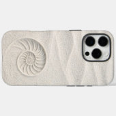 White Shimmer Sand Nautilus Shell Coastal  Case-Mate iPhoneケース (裏面 (横))