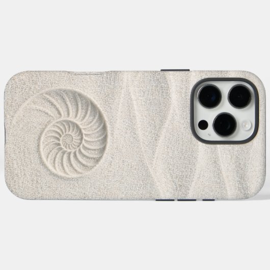 White Shimmer Sand Nautilus Shell Coastal  Case-Mate iPhoneケース (裏面 (横))
