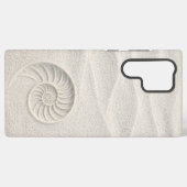 White Shimmer Sand Nautilus Shell Coastal Samsung Galaxyケース (裏面横)