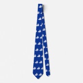White Ship Pattern on Royal Blue Neck Tie ネクタイ (正面)