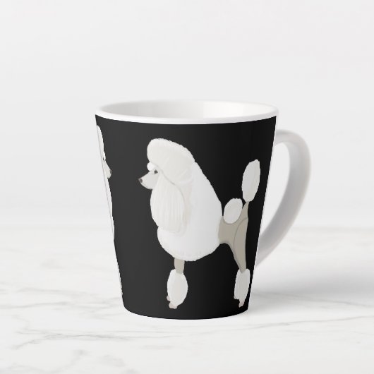 White Show Poodle カフェラテマグ (右アングル)