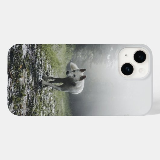 White Siberian Husky iPhone 14 Case Case-Mate iPhoneケース (裏面 (横))