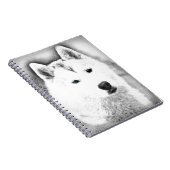 White Siberian Husky w/ Blue Eyes Fine Art Sketch ノートブック (右側)