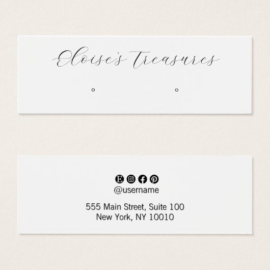 White Signature Script Stud Earring Display (正面&裏面)