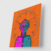 White silhuette on black Desk Mat Square Wall Cloc スクエア壁時計 (傾斜)