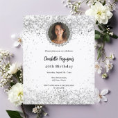 White silver photo diamonds birthday 招待状