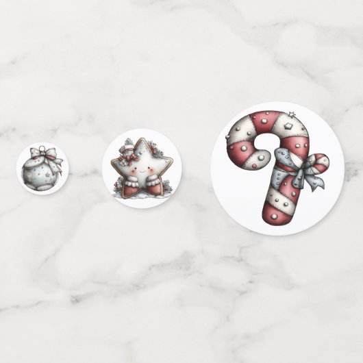 WHITE SILVER RED HOLIDAY CHRISTMAS THEME コンフェッティ (裏面)