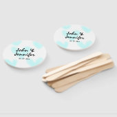 white simple minimal text style wedding blue heart ハンドファン (組立なし)