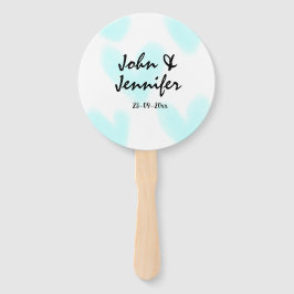 white simple minimal text style wedding blue heart ハンドファン