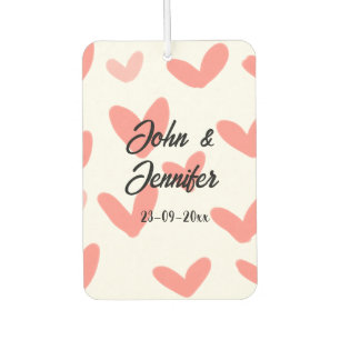 white simple minimal text style wedding red heart カーエアーフレッシュナー