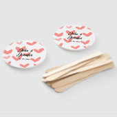 white simple minimal text style wedding red heart  ハンドファン (組立なし)