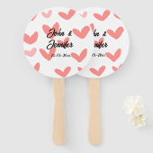white simple minimal text style wedding red heart  ハンドファン (正面&裏面)