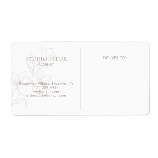 White | Simple Modern Florist Shipping Labels ラベル (正面)