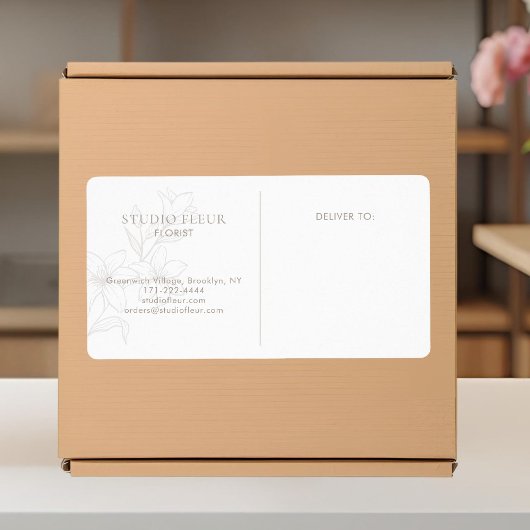 White | Simple Modern Florist Shipping Labels ラベル