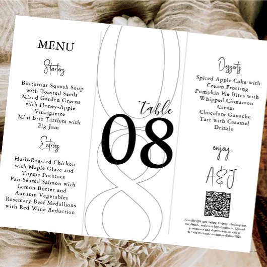 White Simple Modern Tri-Fold Wedding Menu ポスター