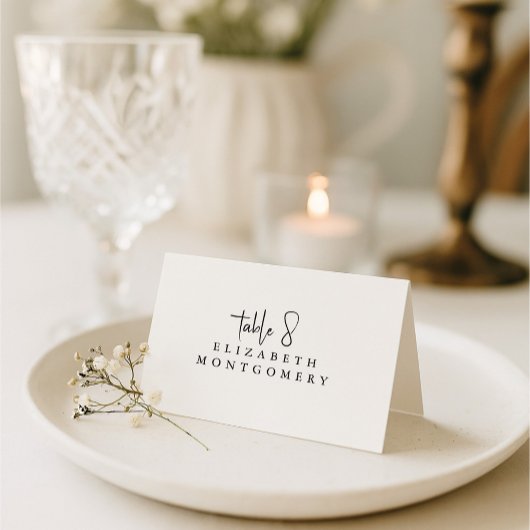 White Simple Modern Wedding Calligraphy テーブルナンバー